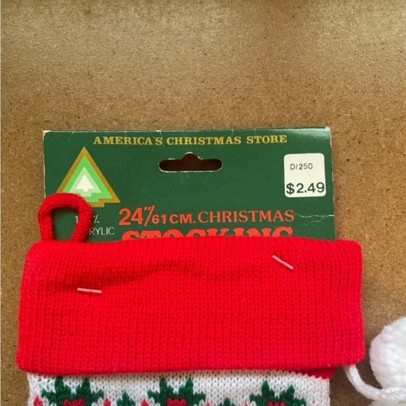 New Vintage 1980s Christmas Stocking Acrylic Knit Tree Deer - Picture 3 of 4